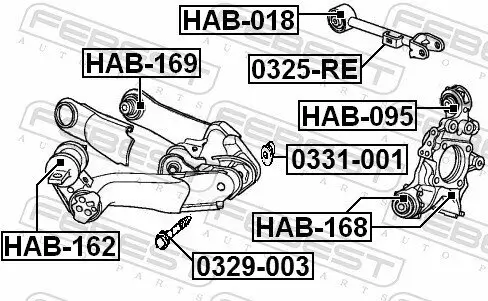 Lagerung, Lenker Hinterachse oben vorne FEBEST HAB-162 Bild Lagerung, Lenker Hinterachse oben vorne FEBEST HAB-162