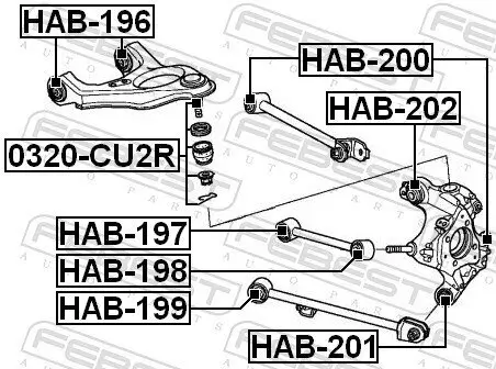 Lagerung, Lenker innen vor der Achse Hinterachse FEBEST HAB-197 Bild Lagerung, Lenker innen vor der Achse Hinterachse FEBEST HAB-197