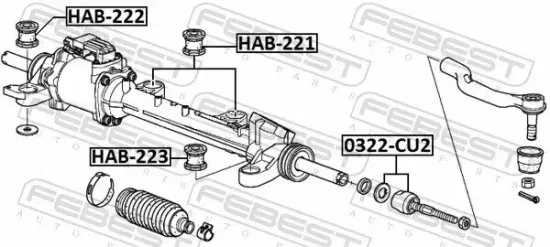 Lagerung, Lenkgetriebe FEBEST HAB-223 Bild Lagerung, Lenkgetriebe FEBEST HAB-223