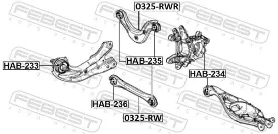 Lagerung, Lenker Hinterachse unten FEBEST HAB-234 Bild Lagerung, Lenker Hinterachse unten FEBEST HAB-234