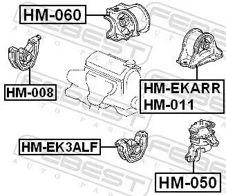 Lagerung, Motor vorne rechts FEBEST HM-008 Bild Lagerung, Motor vorne rechts FEBEST HM-008