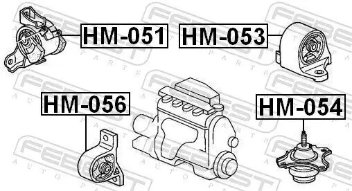 Lagerung, Motor vorne rechts FEBEST HM-051 Bild Lagerung, Motor vorne rechts FEBEST HM-051
