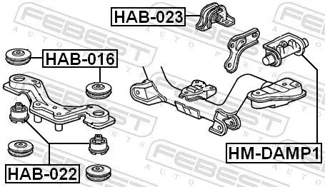 Lagerung, Differential Hinterachse links FEBEST HM-DAMP1 Bild Lagerung, Differential Hinterachse links FEBEST HM-DAMP1