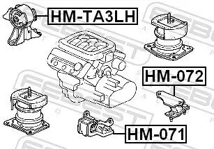 Lagerung, Motor vorne links FEBEST HM-TA3LH Bild Lagerung, Motor vorne links FEBEST HM-TA3LH