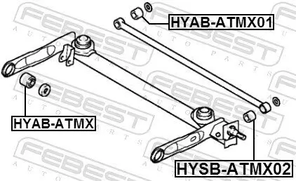 Lagerung, Lenker Hinterachse unten hinten FEBEST HYAB-ATMX01 Bild Lagerung, Lenker Hinterachse unten hinten FEBEST HYAB-ATMX01