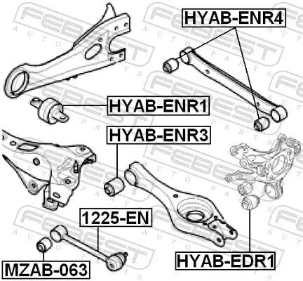Lagerung, Lenker vorne Hinterachse oben FEBEST HYAB-ENR1 Bild Lagerung, Lenker vorne Hinterachse oben FEBEST HYAB-ENR1