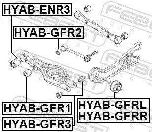 Lagerung, Lenker rechts Hinterachse oben vorne FEBEST HYAB-GFRR Bild Lagerung, Lenker rechts Hinterachse oben vorne FEBEST HYAB-GFRR