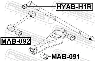 Lagerung, Lenker außen hinter der Achse Hinterachse innen FEBEST HYAB-H1R Bild Lagerung, Lenker außen hinter der Achse Hinterachse innen FEBEST HYAB-H1R