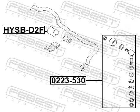 Lagerung, Stabilisator vorne FEBEST HYSB-D2F Bild Lagerung, Stabilisator vorne FEBEST HYSB-D2F