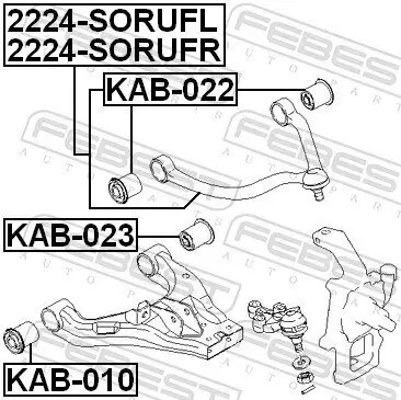 Lagerung, Lenker Vorderachse unten hinten FEBEST KAB-023 Bild Lagerung, Lenker Vorderachse unten hinten FEBEST KAB-023
