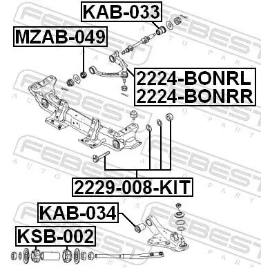 Lagerung, Lenker innen Vorderachse oben FEBEST KAB-033 Bild Lagerung, Lenker innen Vorderachse oben FEBEST KAB-033