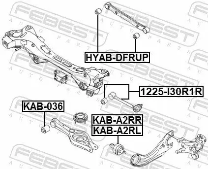 Lagerung, Lenker links Hinterachse oben vorne FEBEST KAB-A2RL Bild Lagerung, Lenker links Hinterachse oben vorne FEBEST KAB-A2RL