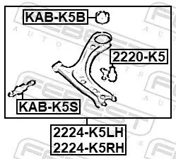 Lagerung, Lenker Vorderachse hinten FEBEST KAB-K5B Bild Lagerung, Lenker Vorderachse hinten FEBEST KAB-K5B