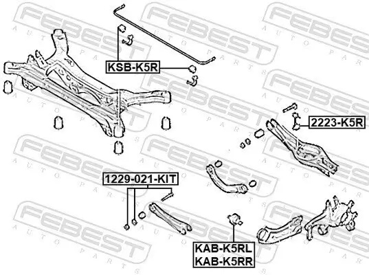 Lagerung, Lenker Hinterachse rechts vor der Achse FEBEST KAB-K5RR Bild Lagerung, Lenker Hinterachse rechts vor der Achse FEBEST KAB-K5RR