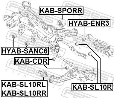 Lagerung, Lenker vorne Hinterachse oben FEBEST KAB-SL10RR Bild Lagerung, Lenker vorne Hinterachse oben FEBEST KAB-SL10RR