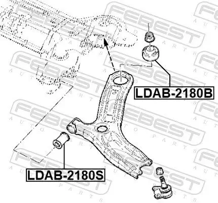 Lagerung, Lenker hinter der Achse Vorderachse FEBEST LDAB-2180B Bild Lagerung, Lenker hinter der Achse Vorderachse FEBEST LDAB-2180B