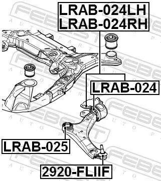 Lagerung, Lenker links Vorderachse unten FEBEST LRAB-024LH Bild Lagerung, Lenker links Vorderachse unten FEBEST LRAB-024LH