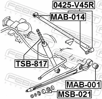 Lagerung, Lenker außen hinter der Achse Hinterachse innen FEBEST MAB-014 Bild Lagerung, Lenker außen hinter der Achse Hinterachse innen FEBEST MAB-014