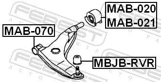 Lagerung, Lenker Vorderachse unten links FEBEST MAB-021 Bild Lagerung, Lenker Vorderachse unten links FEBEST MAB-021