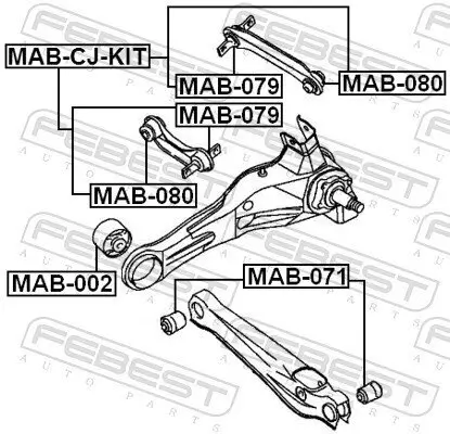 Lagerung, Lenker Hinterachse unten innen FEBEST MAB-080 Bild Lagerung, Lenker Hinterachse unten innen FEBEST MAB-080