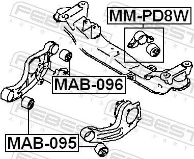 Lagerung, Differential Hinterachse oben FEBEST MAB-096 Bild Lagerung, Differential Hinterachse oben FEBEST MAB-096