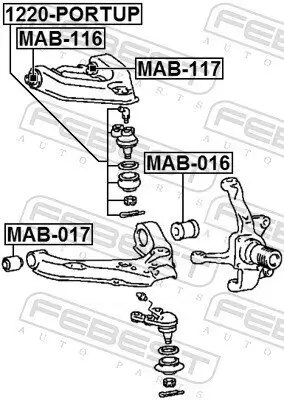 Lagerung, Lenker vorne Vorderachse oben FEBEST MAB-116 Bild Lagerung, Lenker vorne Vorderachse oben FEBEST MAB-116