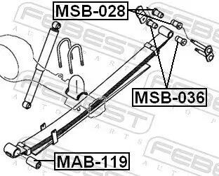 Lagerbuchse, Blattfeder vor der Achse FEBEST MAB-119 Bild Lagerbuchse, Blattfeder vor der Achse FEBEST MAB-119