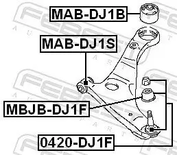 Lagerung, Lenker vorne Vorderachse unten FEBEST MAB-DJ1S Bild Lagerung, Lenker vorne Vorderachse unten FEBEST MAB-DJ1S