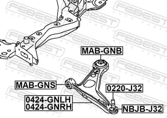 Lagerung, Lenker hinter der Achse Vorderachse FEBEST MAB-GNB Bild Lagerung, Lenker hinter der Achse Vorderachse FEBEST MAB-GNB