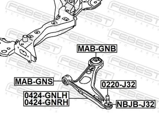 Lagerung, Lenker vor der Achse Vorderachse FEBEST MAB-GNS Bild Lagerung, Lenker vor der Achse Vorderachse FEBEST MAB-GNS