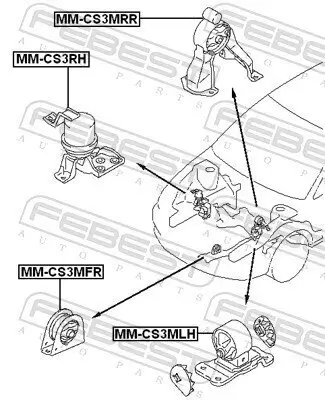 Lagerung, Motor vorne links FEBEST MM-CS3MLH Bild Lagerung, Motor vorne links FEBEST MM-CS3MLH