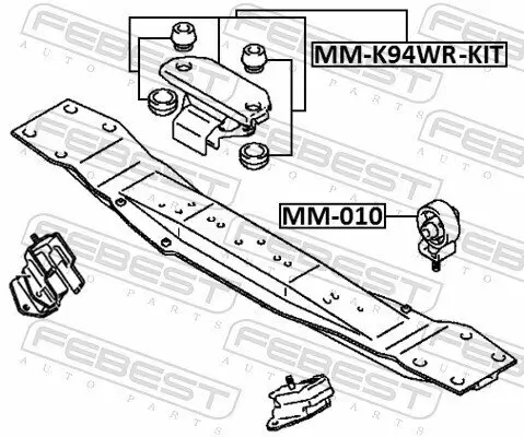 Lagerung, Schaltgetriebe hinten FEBEST MM-K94WR-KIT Bild Lagerung, Schaltgetriebe hinten FEBEST MM-K94WR-KIT