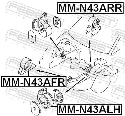 Lagerung, Motor hinten FEBEST MM-N43ARR Bild Lagerung, Motor hinten FEBEST MM-N43ARR