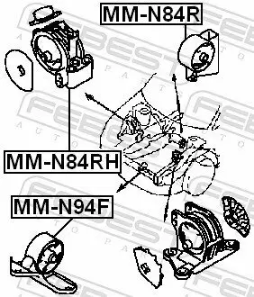 Lagerung, Motor hinten FEBEST MM-N84R Bild Lagerung, Motor hinten FEBEST MM-N84R