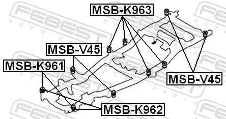 Lagerung, Fahrzeugrahmen unten FEBEST MSB-K962 Bild Lagerung, Fahrzeugrahmen unten FEBEST MSB-K962
