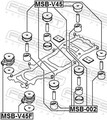 Lagerung, Fahrzeugrahmen mitte und hinten oben FEBEST MSB-V45 Bild Lagerung, Fahrzeugrahmen mitte und hinten oben FEBEST MSB-V45