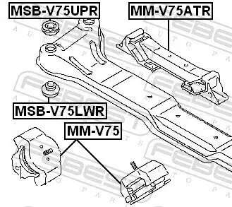 Lagerung, Achskörper vorne oben FEBEST MSB-V75UPR Bild Lagerung, Achskörper vorne oben FEBEST MSB-V75UPR