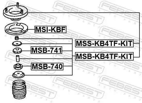 Reparatursatz, Federbeinstützlager Vorderachse FEBEST MSS-KB4TF-KIT Bild Reparatursatz, Federbeinstützlager Vorderachse FEBEST MSS-KB4TF-KIT