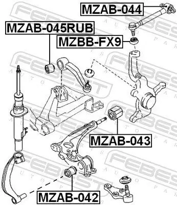 Lagerung, Lenker innen Vorderachse oben FEBEST MZAB-045RUB Bild Lagerung, Lenker innen Vorderachse oben FEBEST MZAB-045RUB