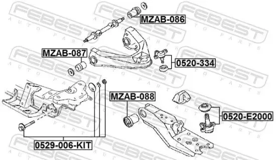 Lagerung, Lenker innen Vorderachse oben vorne FEBEST MZAB-087 Bild Lagerung, Lenker innen Vorderachse oben vorne FEBEST MZAB-087