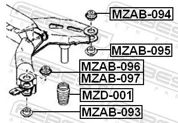 Lagerung, Achskörper links vorne Hinterachse oben FEBEST MZAB-097 Bild Lagerung, Achskörper links vorne Hinterachse oben FEBEST MZAB-097