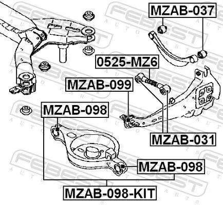 Reparatursatz, Querlenker Hinterachse unten FEBEST MZAB-098-KIT Bild Reparatursatz, Querlenker Hinterachse unten FEBEST MZAB-098-KIT