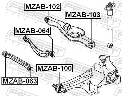 Lagerung, Lenker Hinterachse oben vorne FEBEST MZAB-100 Bild Lagerung, Lenker Hinterachse oben vorne FEBEST MZAB-100
