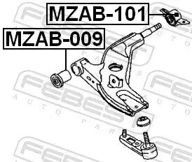 Lagerung, Lenker Vorderachse unten hinten FEBEST MZAB-101 Bild Lagerung, Lenker Vorderachse unten hinten FEBEST MZAB-101