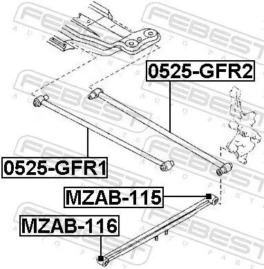 Lagerung, Lenker Hinterachse vorne FEBEST MZAB-116 Bild Lagerung, Lenker Hinterachse vorne FEBEST MZAB-116