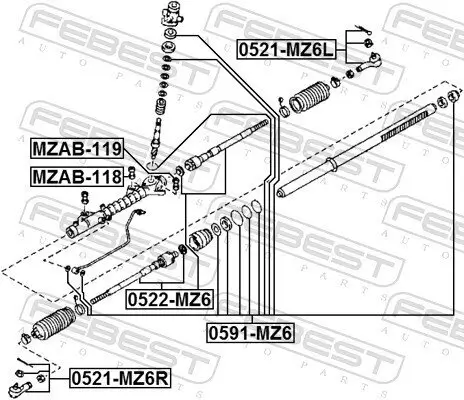 Lagerung, Lenkgetriebe FEBEST MZAB-118 Bild Lagerung, Lenkgetriebe FEBEST MZAB-118