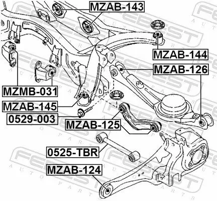 Lagerung, Lenker vorne Hinterachse oben FEBEST MZAB-124 Bild Lagerung, Lenker vorne Hinterachse oben FEBEST MZAB-124