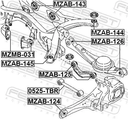 Lagerung, Lenker Hinterachse unten FEBEST MZAB-126 Bild Lagerung, Lenker Hinterachse unten FEBEST MZAB-126