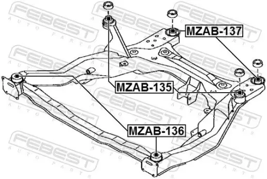 Lagerung, Achskörper Vorderachse unten vorne FEBEST MZAB-136 Bild Lagerung, Achskörper Vorderachse unten vorne FEBEST MZAB-136