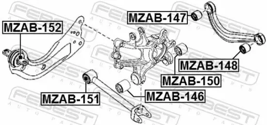Lagerung, Lenker innen Hinterachse unten vorne FEBEST MZAB-151 Bild Lagerung, Lenker innen Hinterachse unten vorne FEBEST MZAB-151